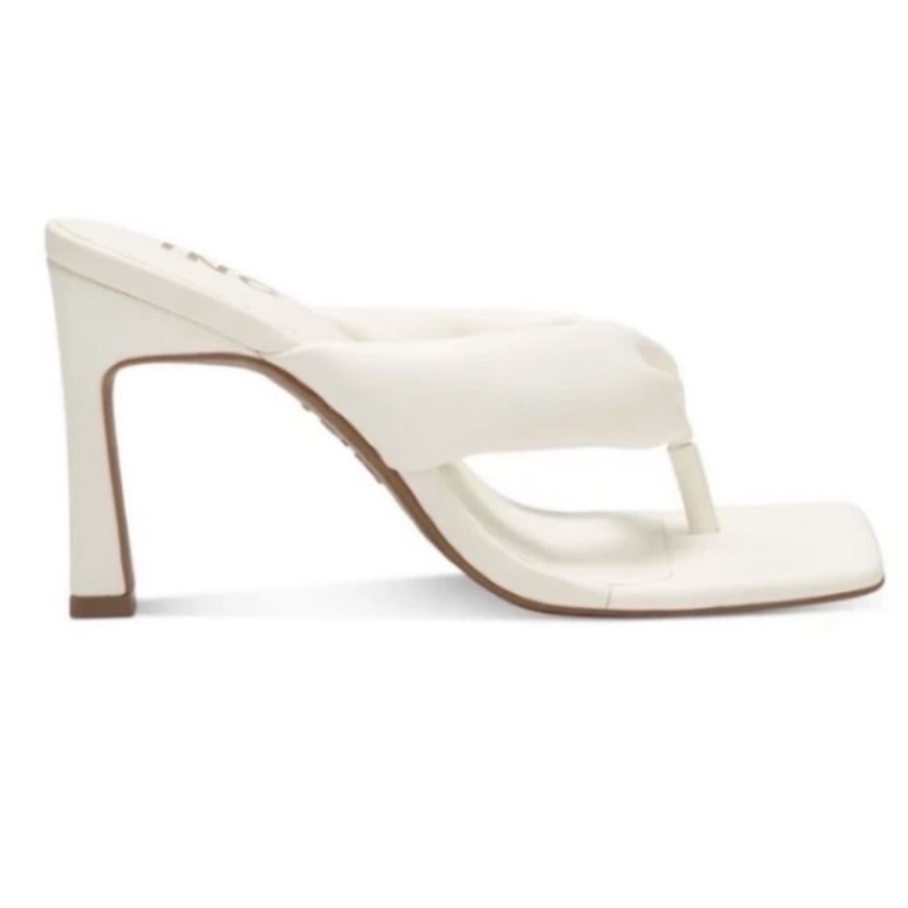 White faux leather square toed heeled sandals by I.N.C​ - Picture 2 of 10